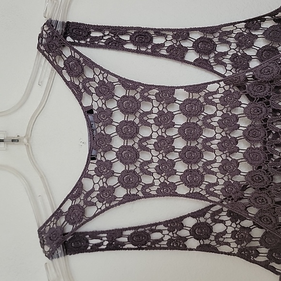Delusion Taupe Brown Crocheted Tank Top M - Picture 7 of 12